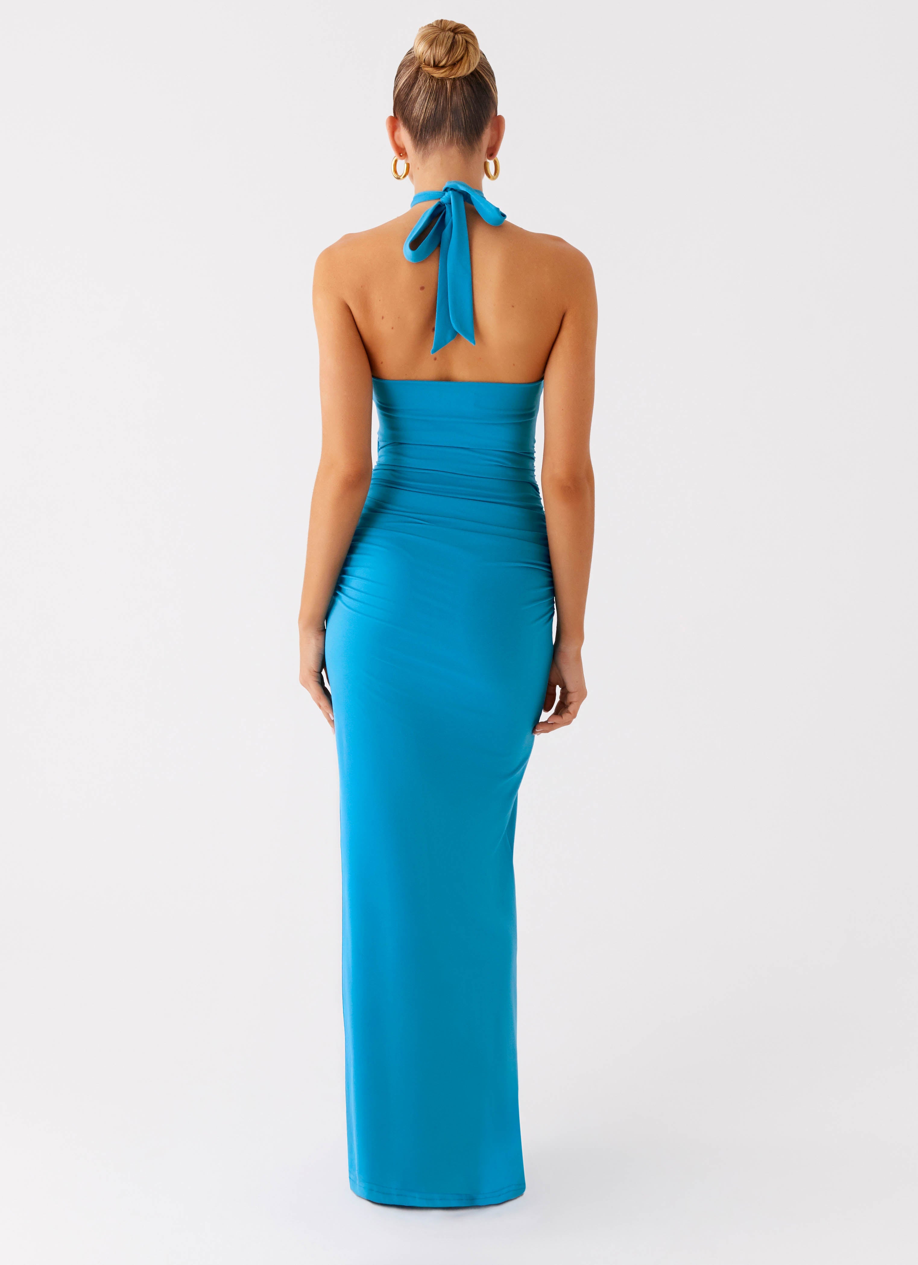Chiquita Halter Maxi Dress - Turquoise Blue