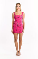 Curren Hot Pink Beaded Mini Dress