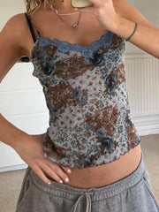 Floral Lace Backless Crop Top
