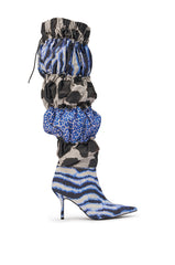AKIRA GOLD ELODIE BLUE MULTI PATCHWORK BOOT
