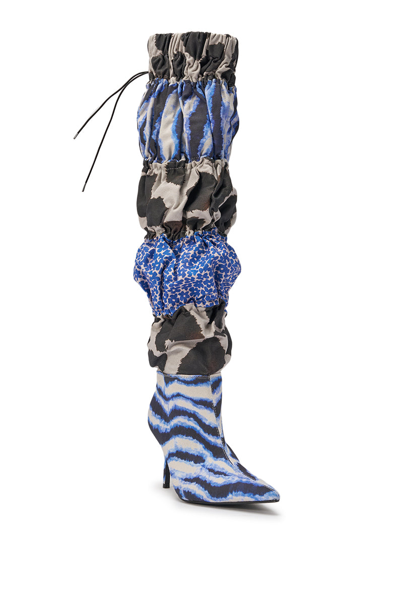 AKIRA GOLD ELODIE BLUE MULTI PATCHWORK BOOT