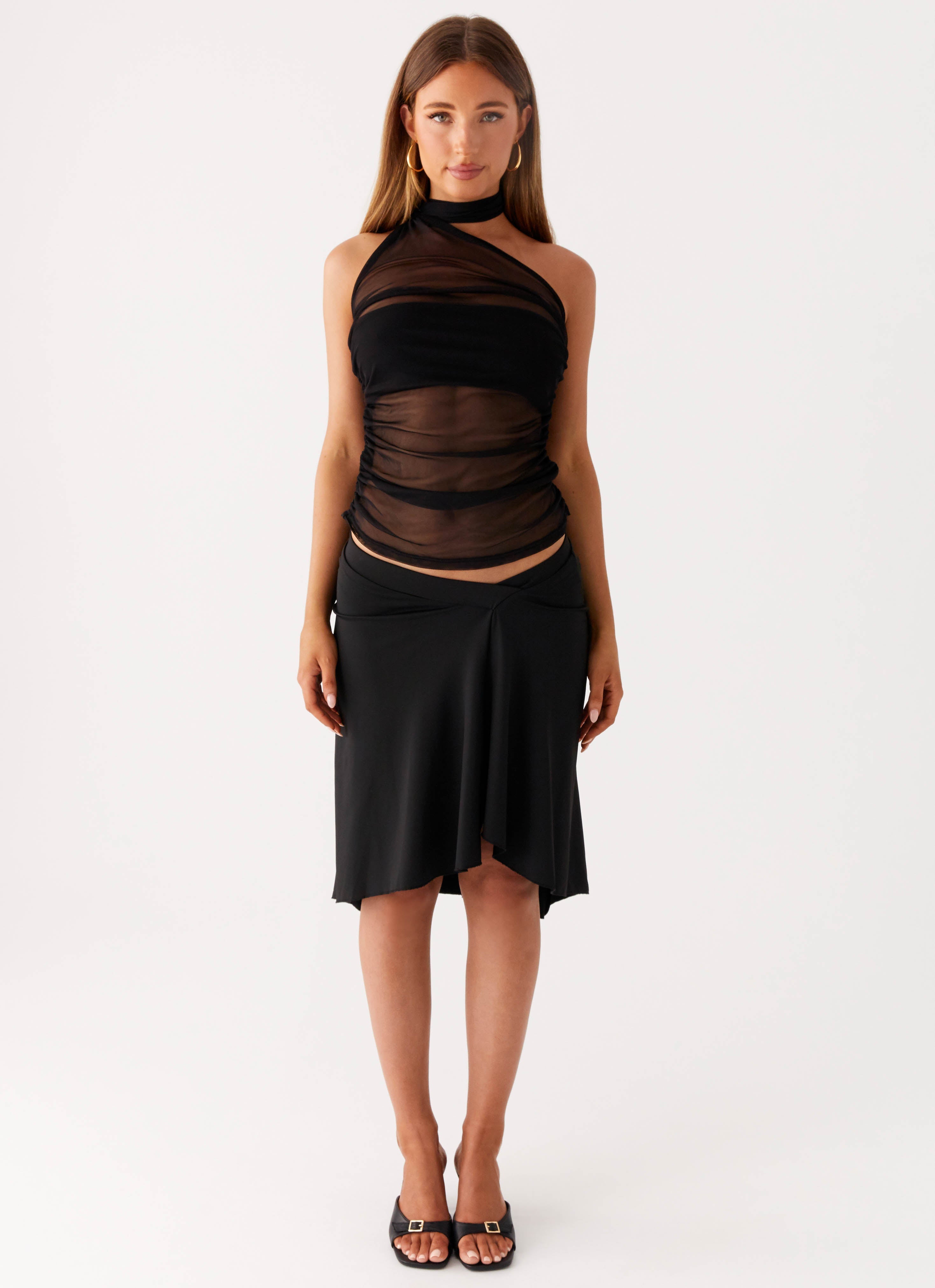 Ezzie Scarf Top - Black