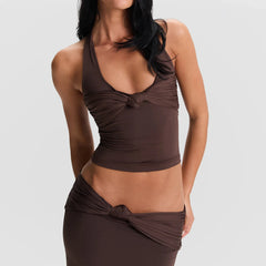Knot Front Halter Crop Top