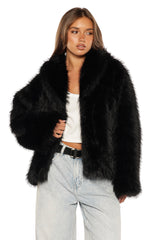 It Girl Black Faux Fur Jacket - PRE ORDER