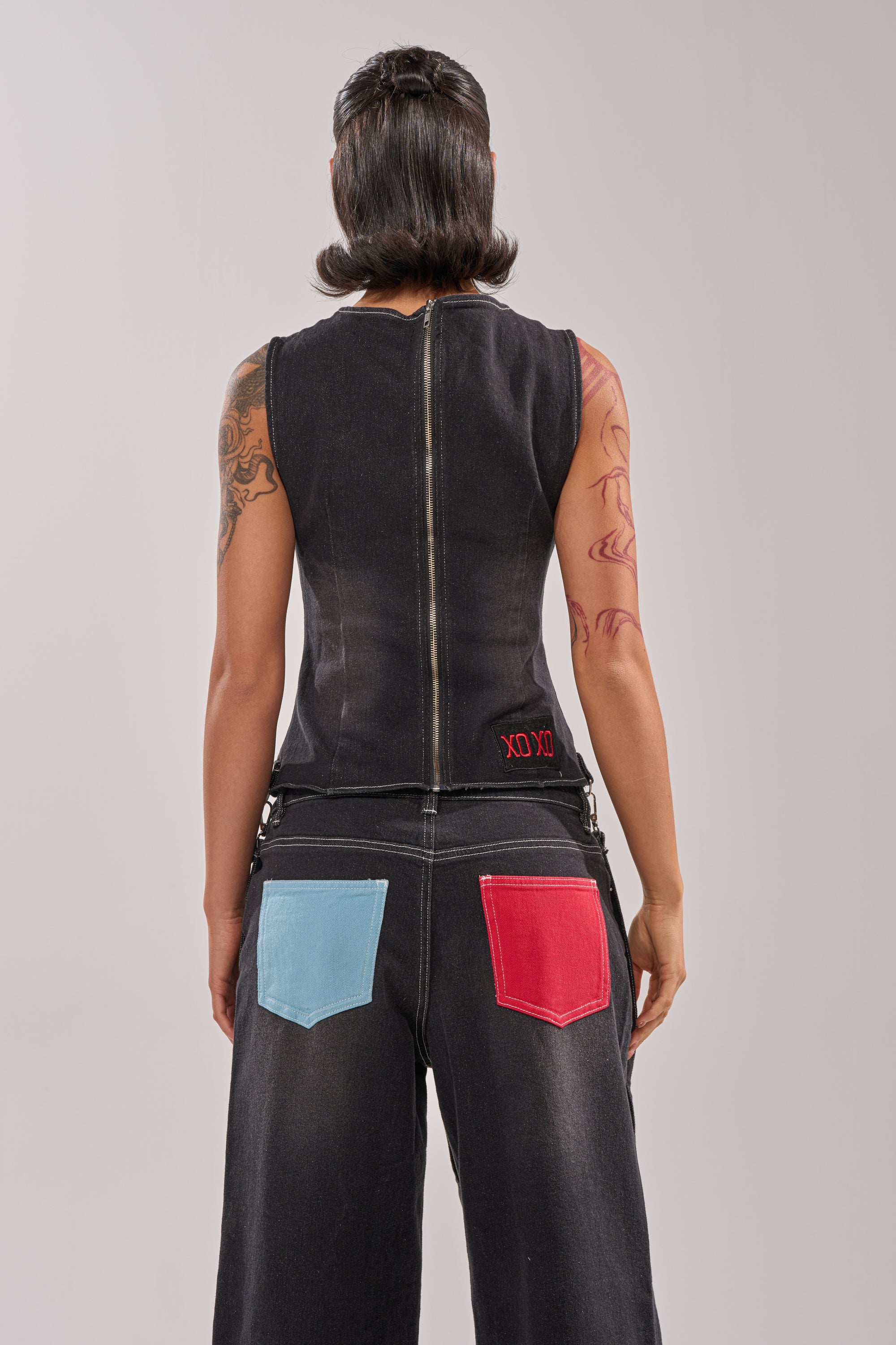 ALEXA FAUX LEATHER BLOUSE