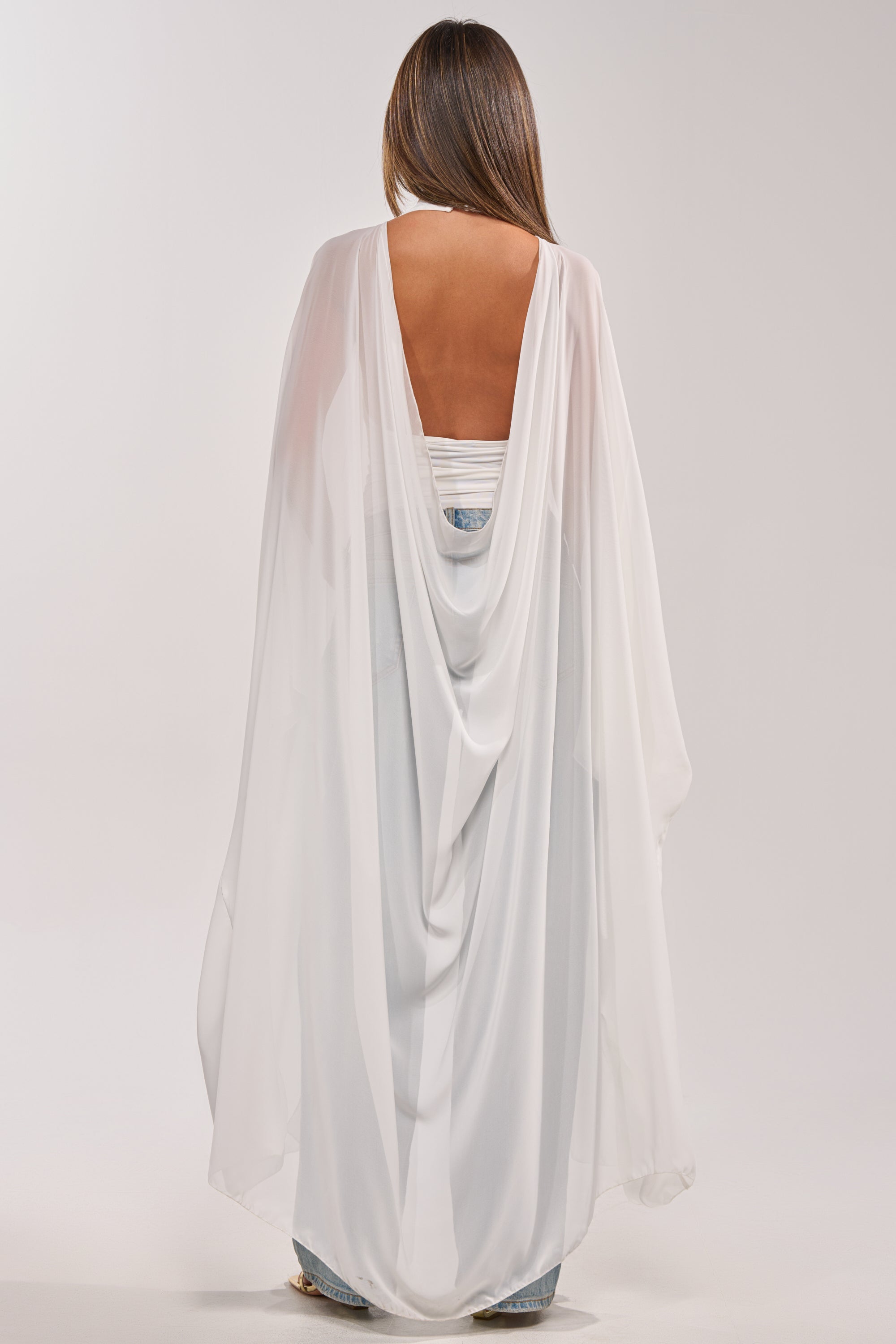 ADDAMS CAPE BODYSUIT IN WHITE