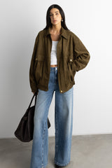 CREASED EFFECT WIDE LEG JEAN
