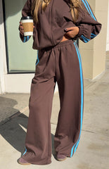 Kosie Chocolate And Blue Stripe Track Pants - PRE ORDER