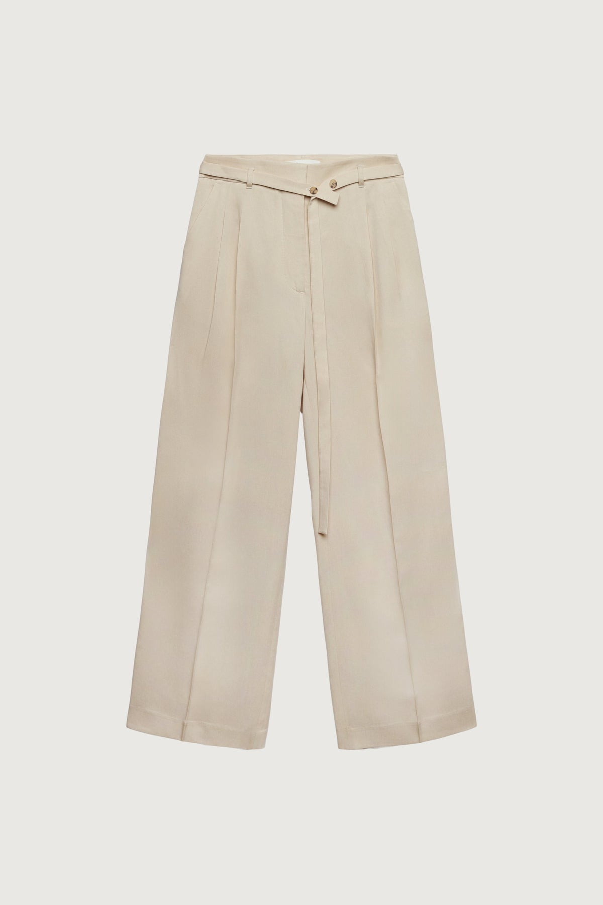 HIGH-RISE WIDE LEG BELT DETAIL TROUSER