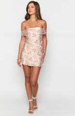 Primrose Paisley Floral Off the Shoulder Mini Dress