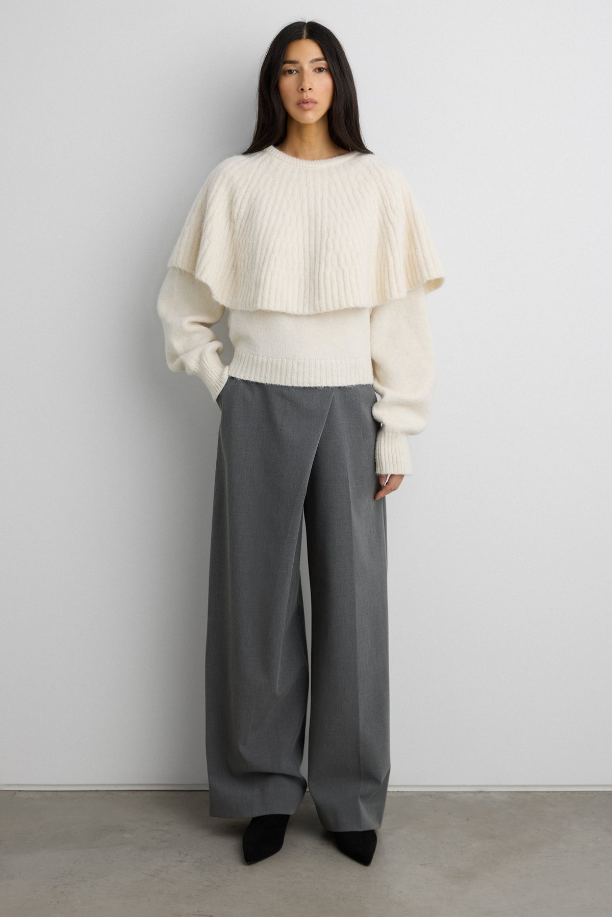 CHUNKY RIBBED CAPE SWEATER SET