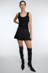 PLEATED WRAP MINI SKORT