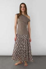 PLAID PLEATED MAXI SKIRT