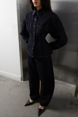 CINCHED WAIST DENIM SHIRT