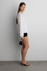 LACE TRIM V-NECK SLOUCHY TOP