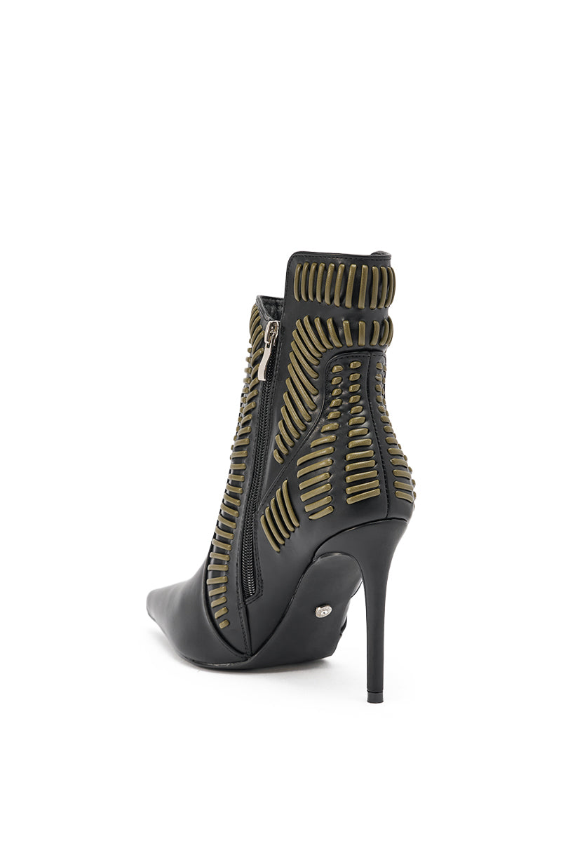 AKIRA GOLD WEAVER BLACK AND OLIVE BOOTIE