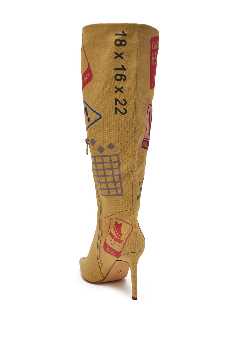 AKIRA GOLD WHOLE PACKAGE TAN STILETTO BOOT