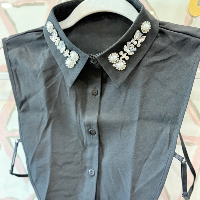 Bedazzled Fake Collar (black/rhinestone)