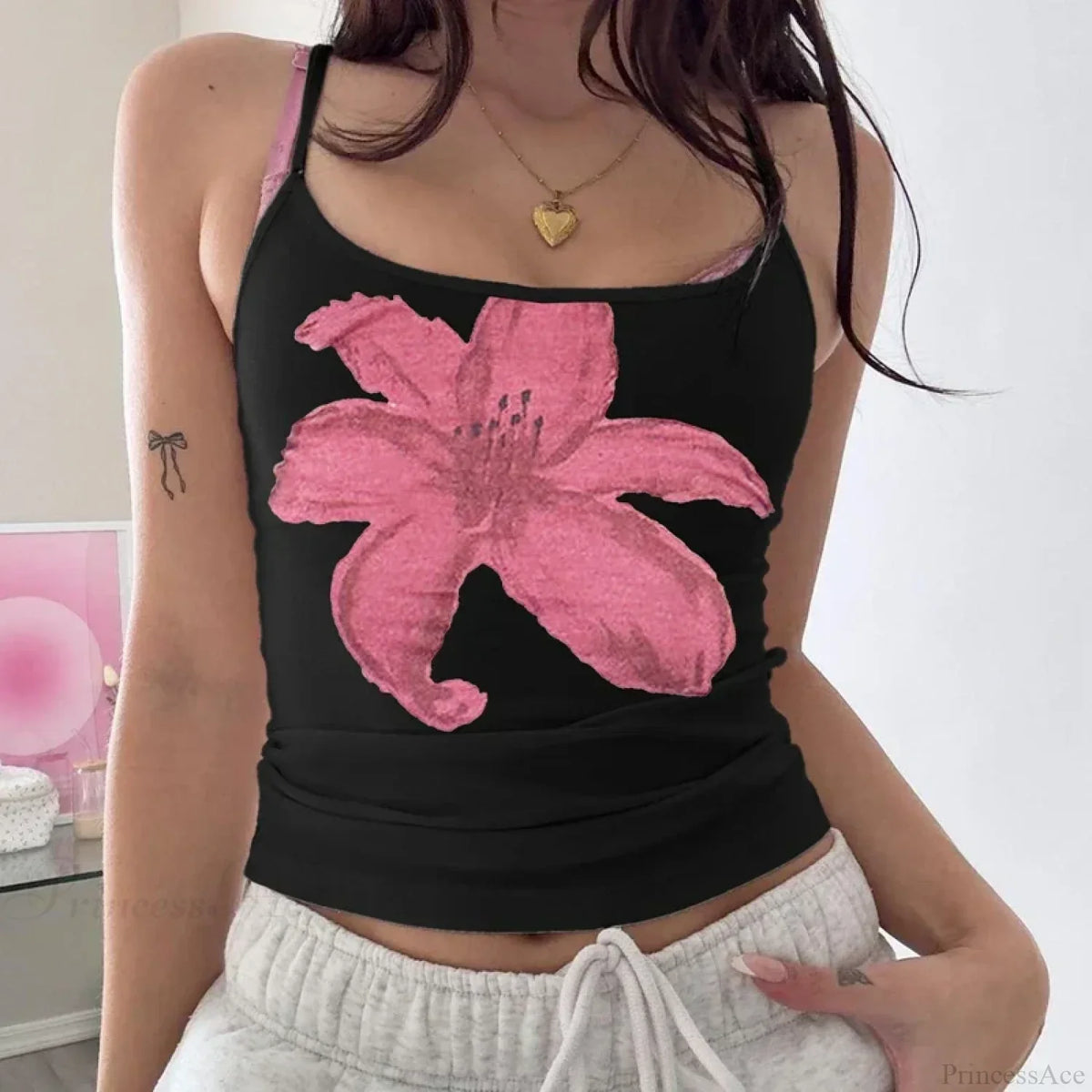 Boho Floral Spaghetti Strap Backless Vintage Low Cut Beach Style Crop Top