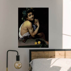 18x24 The Sick Bacchus Decal Installed Above Bed
