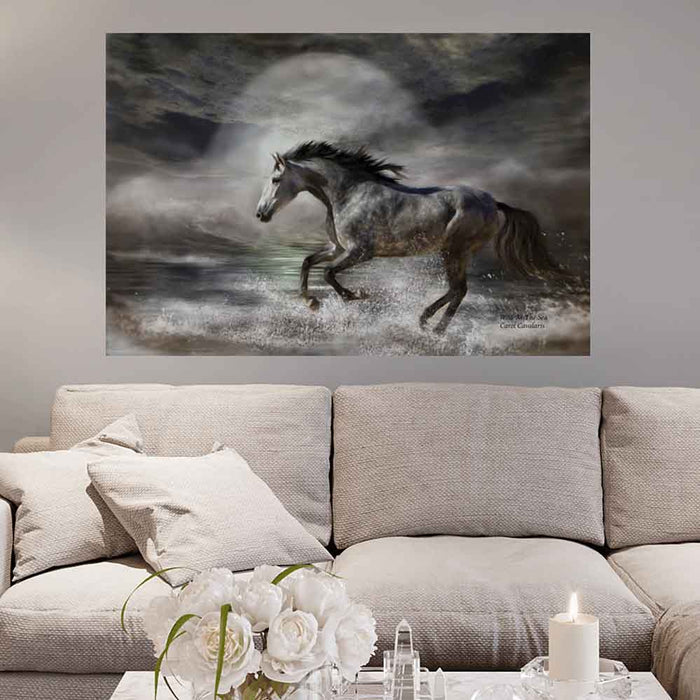 40x60 inch Wild As The Sea Decal Installed Above Sofa