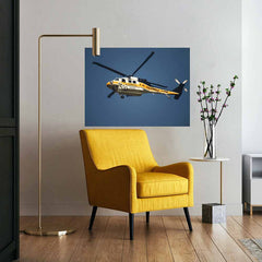 36x48 LAFD Fire Copter 19 Decal Installed Above Chair