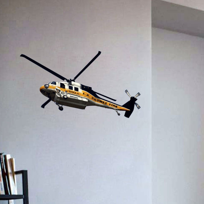 12x24 inch Fire Copter 19 Decal Installed on Wall