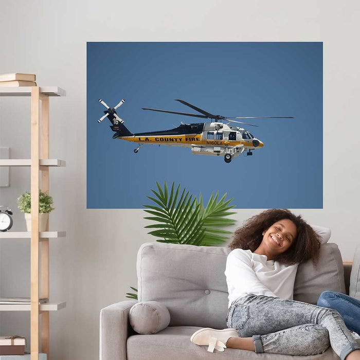 42.5x60 LAFD Rescue Copter 16 Decal Installed Above Sofs