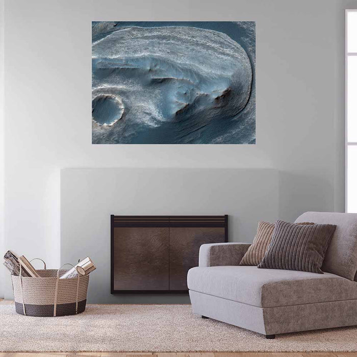 45x60 inch Cratered Surface of Mars Poster Installed in Sitting Area