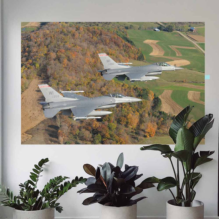 48 inch Dual f-16 Fighting Falcons Installed Above Plant Stand