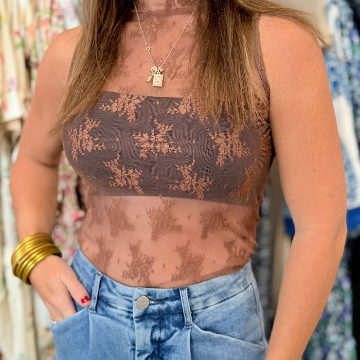 Emily Lace Tank (brown)