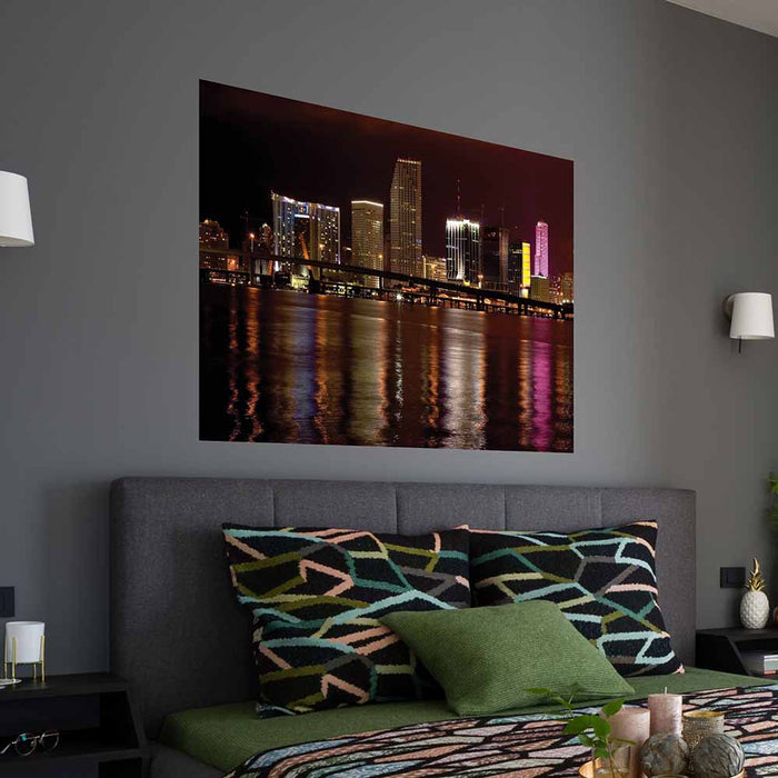 40x60 inch Night Miami Decal Installed Above Bed