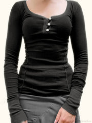 Solid Patchwork Slim O-Neck Long Sleeve Knit Top