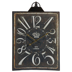 Vintage Style Black and White Iron Wall Clock | 16"x25"